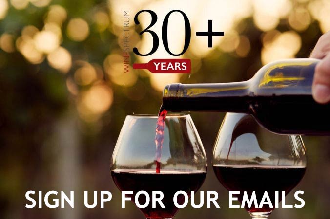 Wine being poured into glasses. Sign up image for email newsletter.